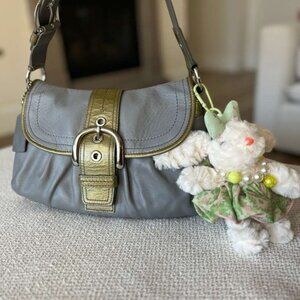Coach Soho Medium Shoulder Bag (f15204) Y2K Vintage Pleated grey leather bag